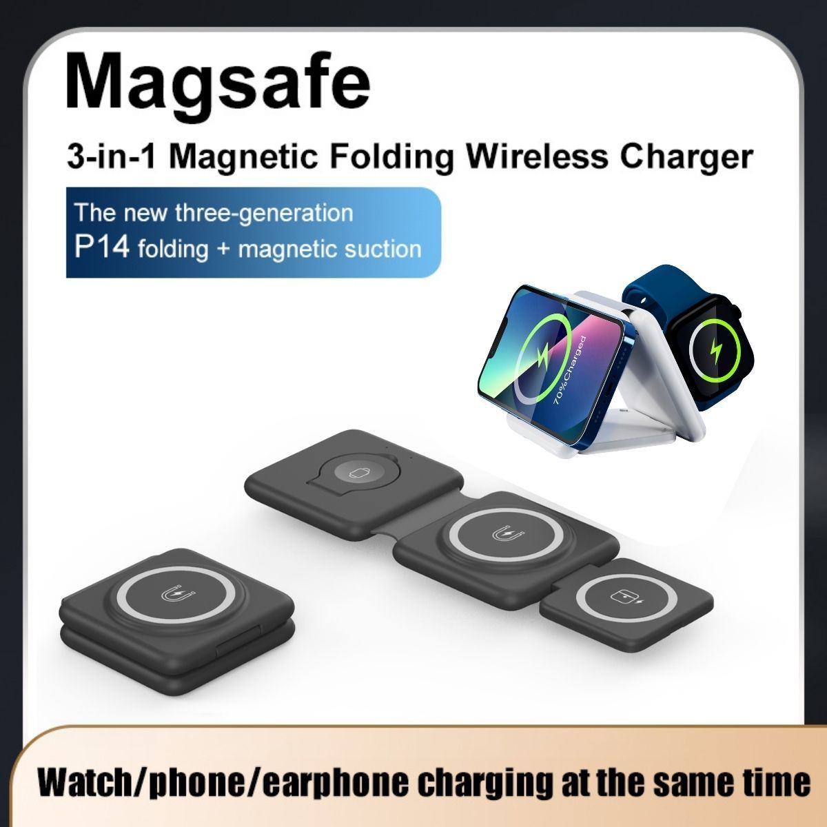 VoltMate™ 3-in-1 Foldable Wireless Charging Station | Phone • Watch • Earbuds
