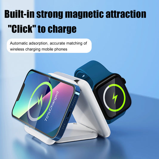 VoltMate™ 3-in-1 Foldable Wireless Charging Station | Phone • Watch • Earbuds